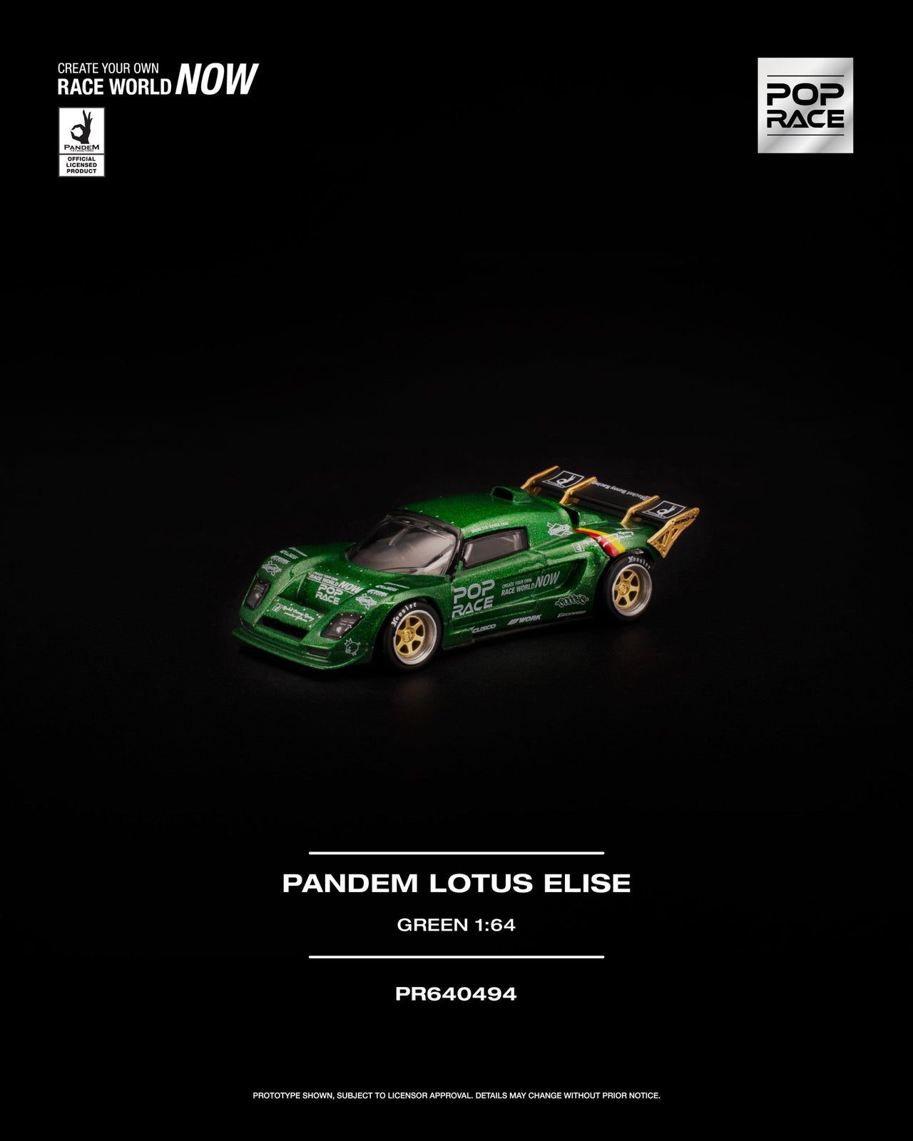 PRE-ORDER Pop Race 1:64 PANDEM LOTUS ELISE GREEN