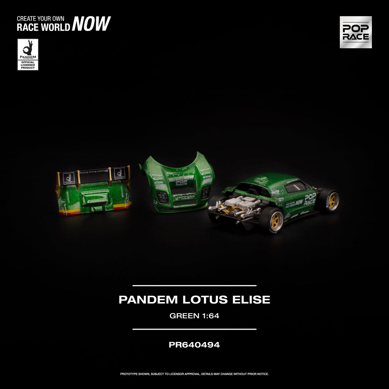 PRE-ORDER Pop Race 1:64 PANDEM LOTUS ELISE GREEN