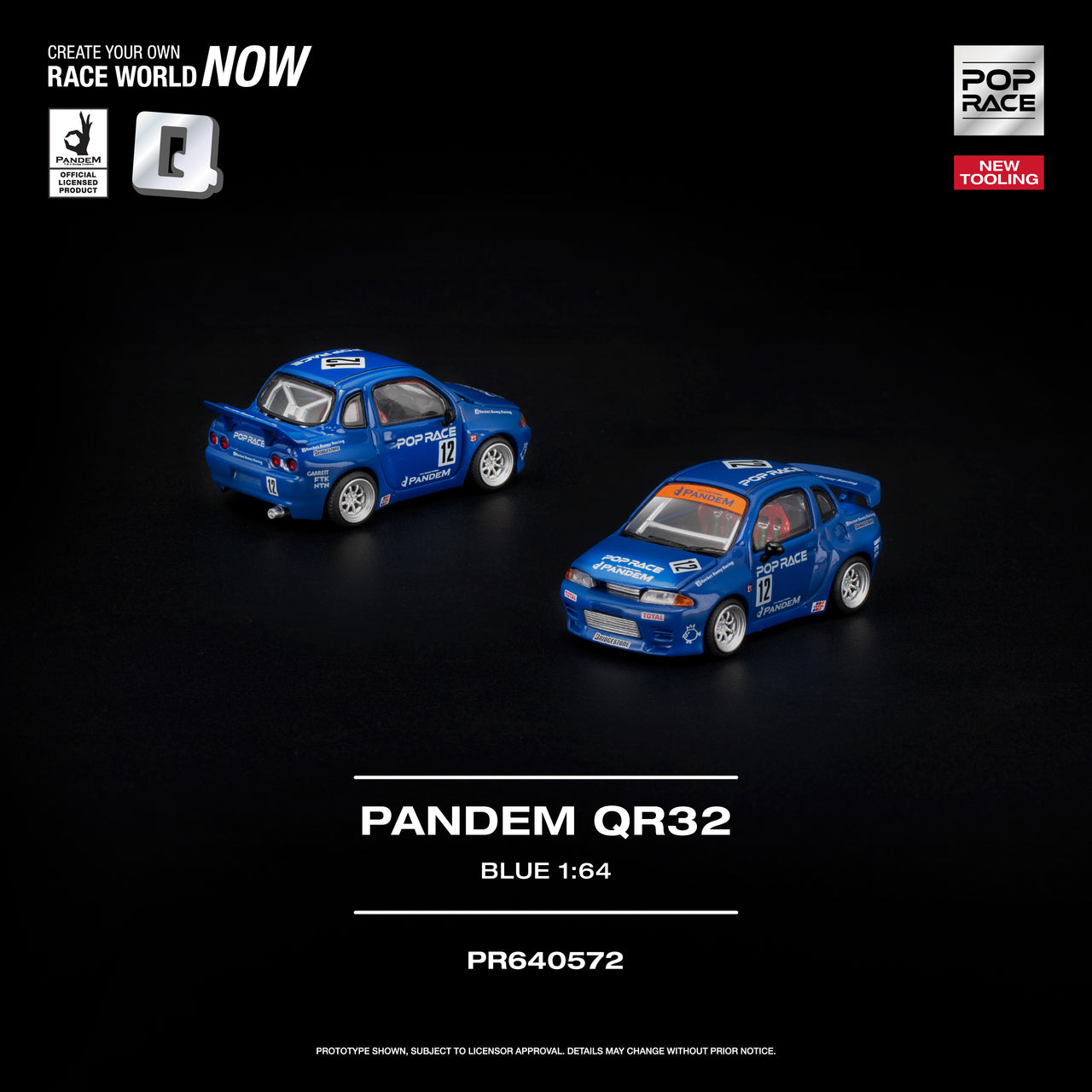 PRE-ORDER Pop Race 1:64 PANDEM QR32 BLUE NEW TOOLING