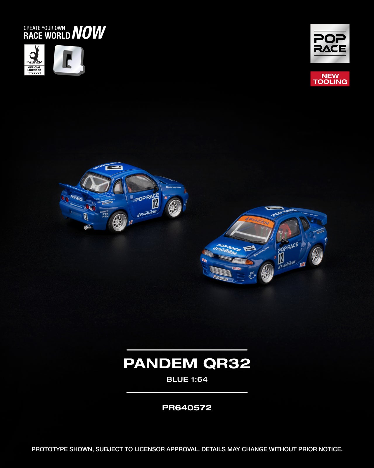 PRE-ORDER Pop Race 1:64 PANDEM QR32 BLUE NEW TOOLING
