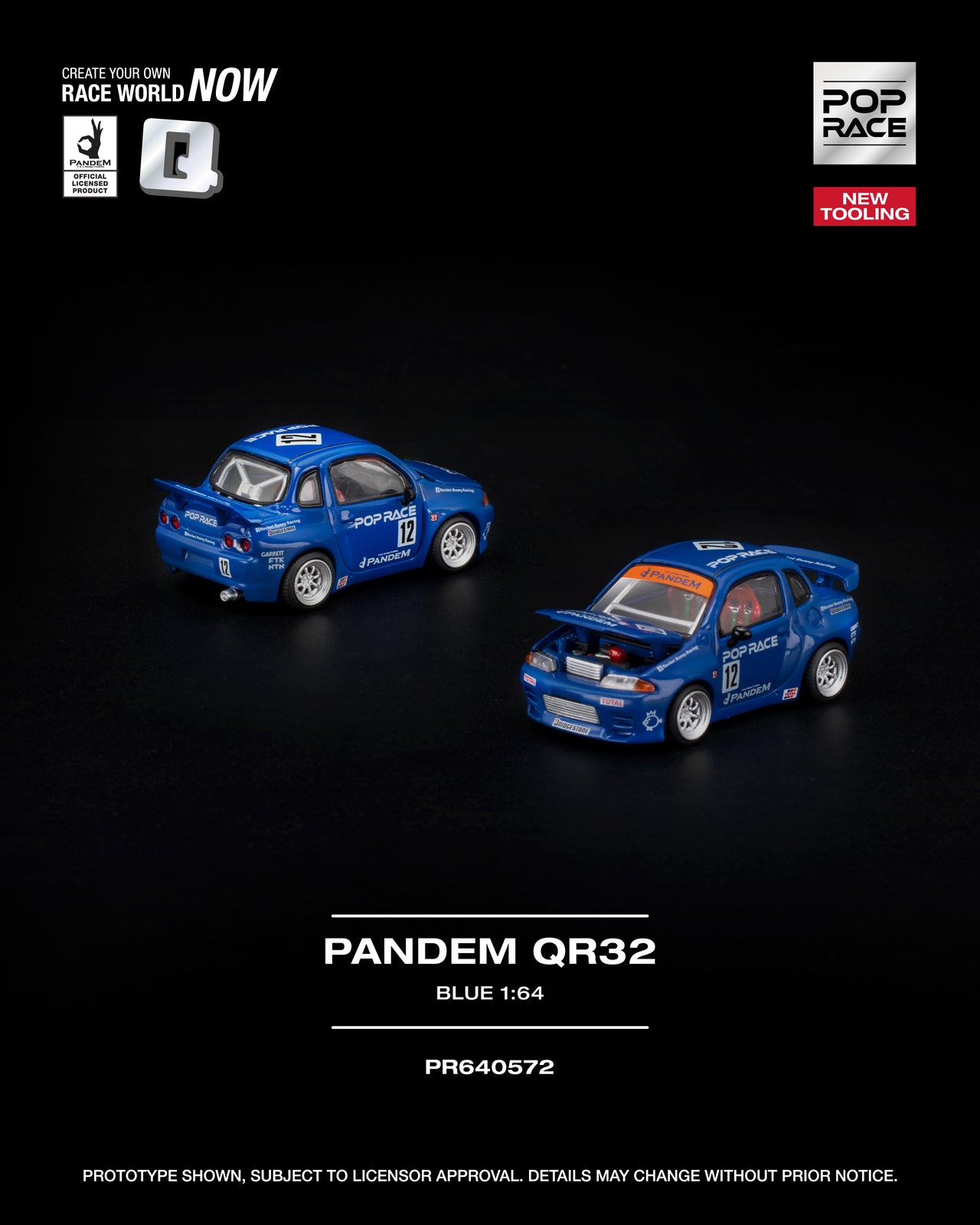 PRE-ORDER Pop Race 1:64 PANDEM QR32 BLUE NEW TOOLING
