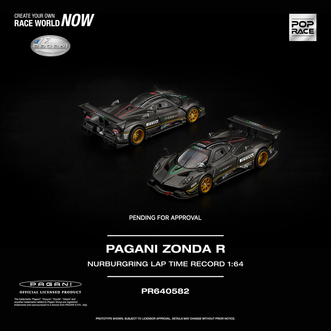 PRE-ORDER Pop Race 1:64 Pagani ZONDA R NURBURGRING LAP TIME RECORD