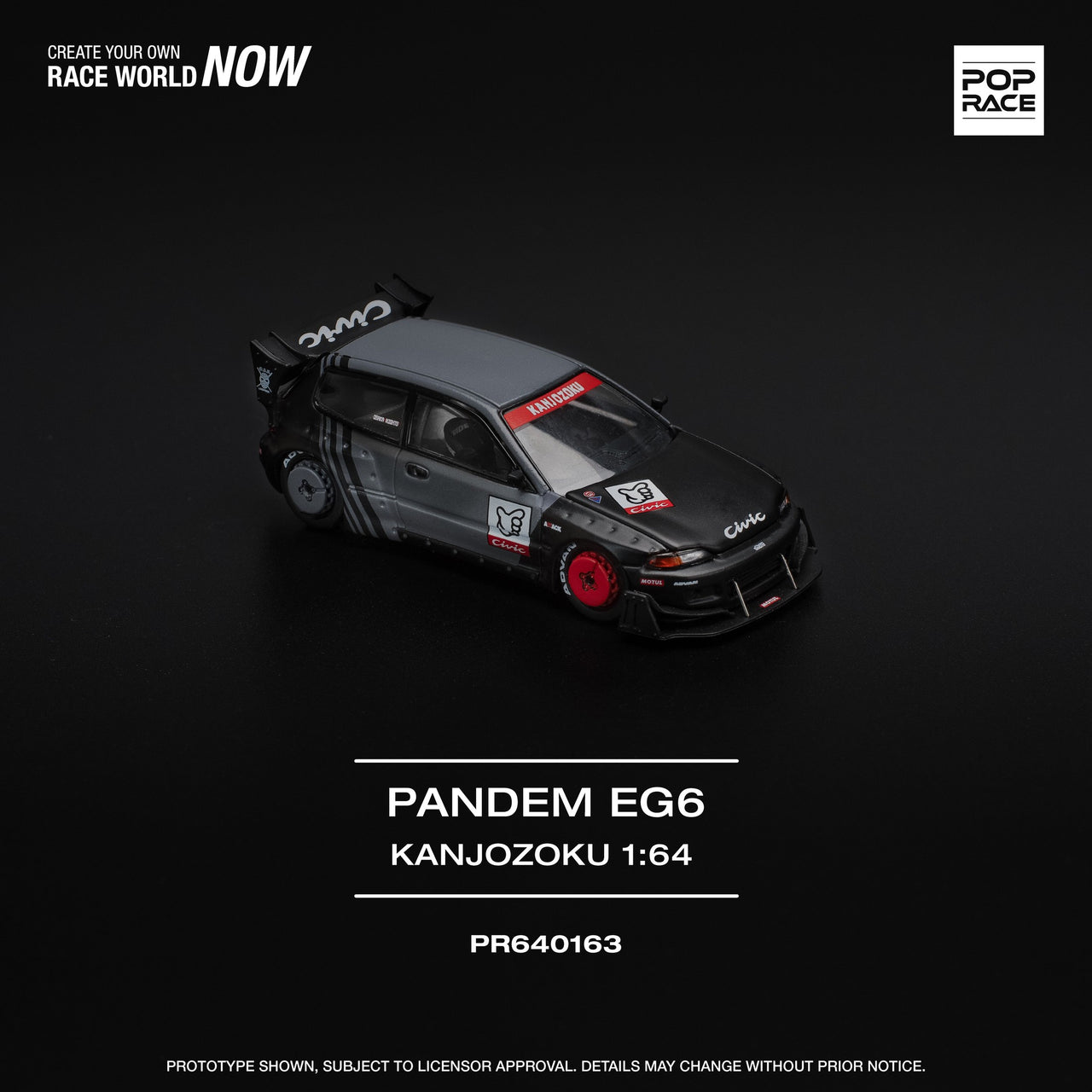 PRE-ORDER Pop Race 1:64 Pandem Civic EG6 "KANJOZOKU"