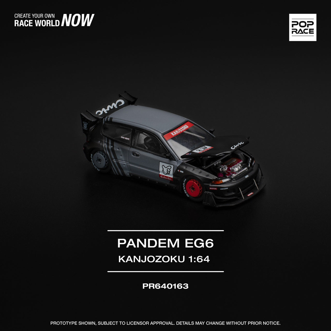 PRE-ORDER Pop Race 1:64 Pandem Civic EG6 "KANJOZOKU"