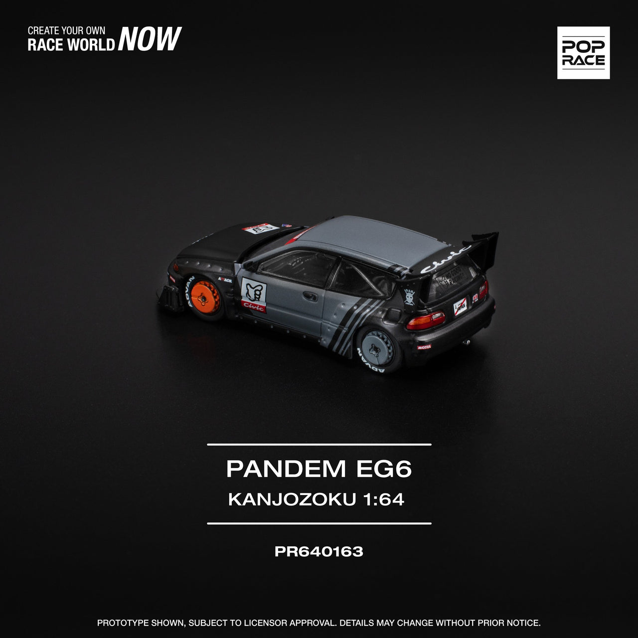 PRE-ORDER Pop Race 1:64 Pandem Civic EG6 "KANJOZOKU"