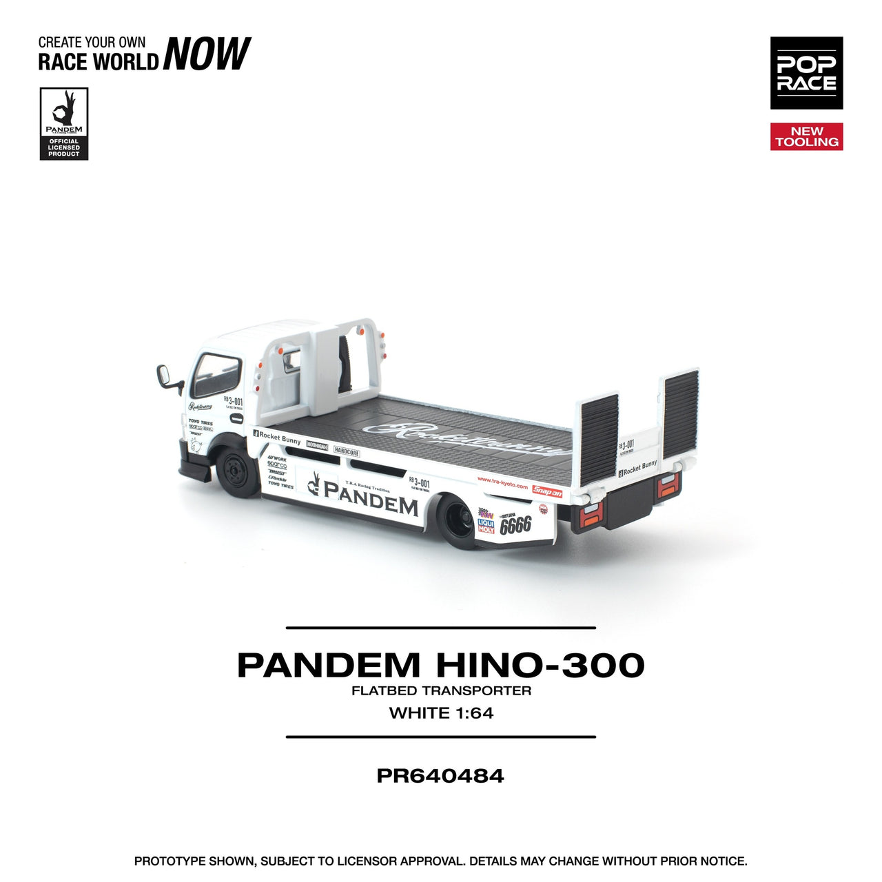 PRE-ORDER Pop Race 1:64 Pandem FUSO 300 FLATBED TRANSPORTER