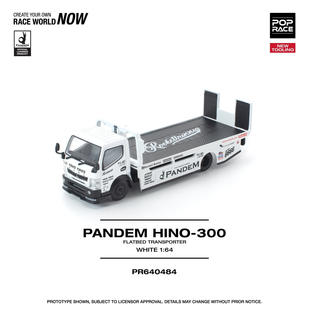 PRE-ORDER Pop Race 1:64 Pandem FUSO 300 FLATBED TRANSPORTER