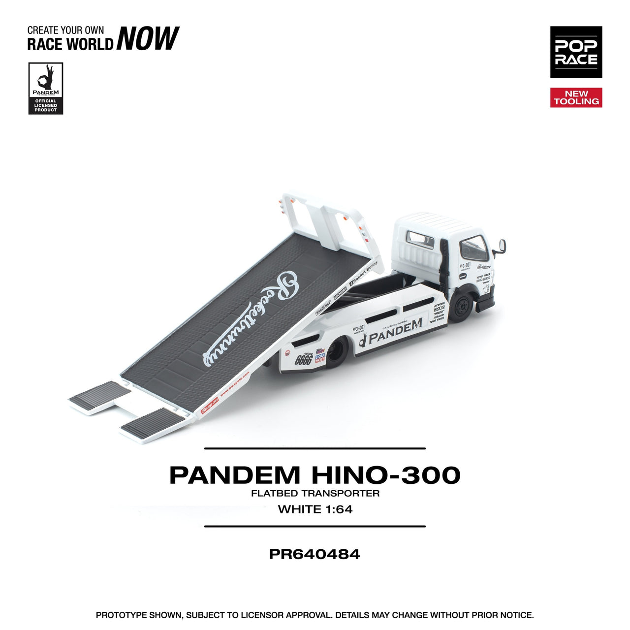 PRE-ORDER Pop Race 1:64 Pandem FUSO 300 FLATBED TRANSPORTER