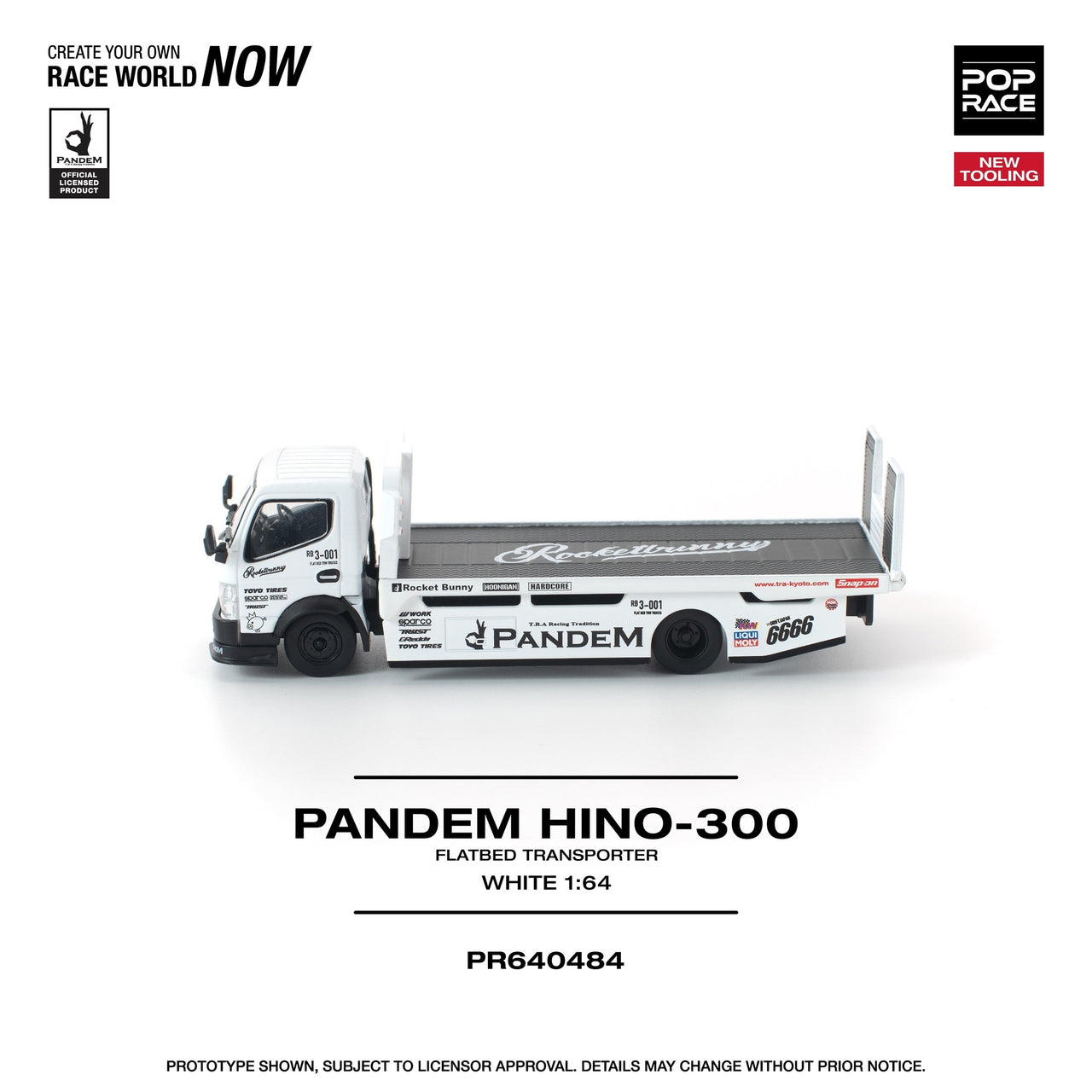 PRE-ORDER Pop Race 1:64 Pandem FUSO 300 FLATBED TRANSPORTER