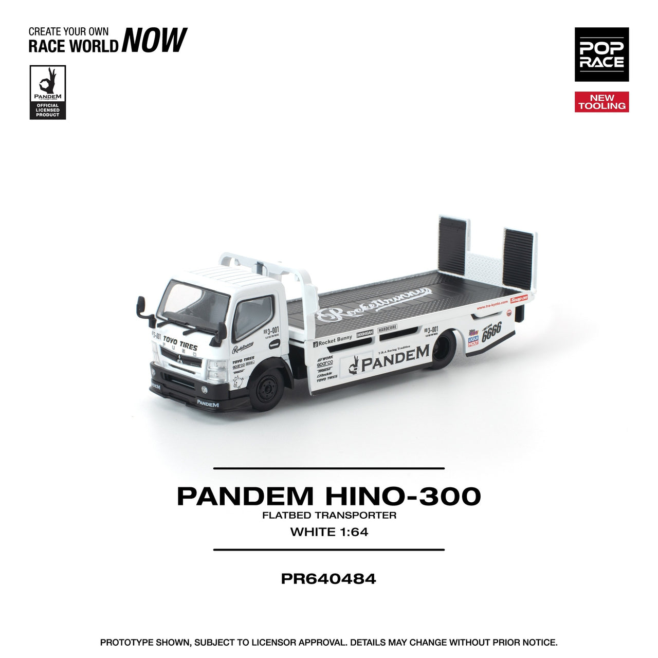 PRE-ORDER Pop Race 1:64 Pandem FUSO 300 FLATBED TRANSPORTER