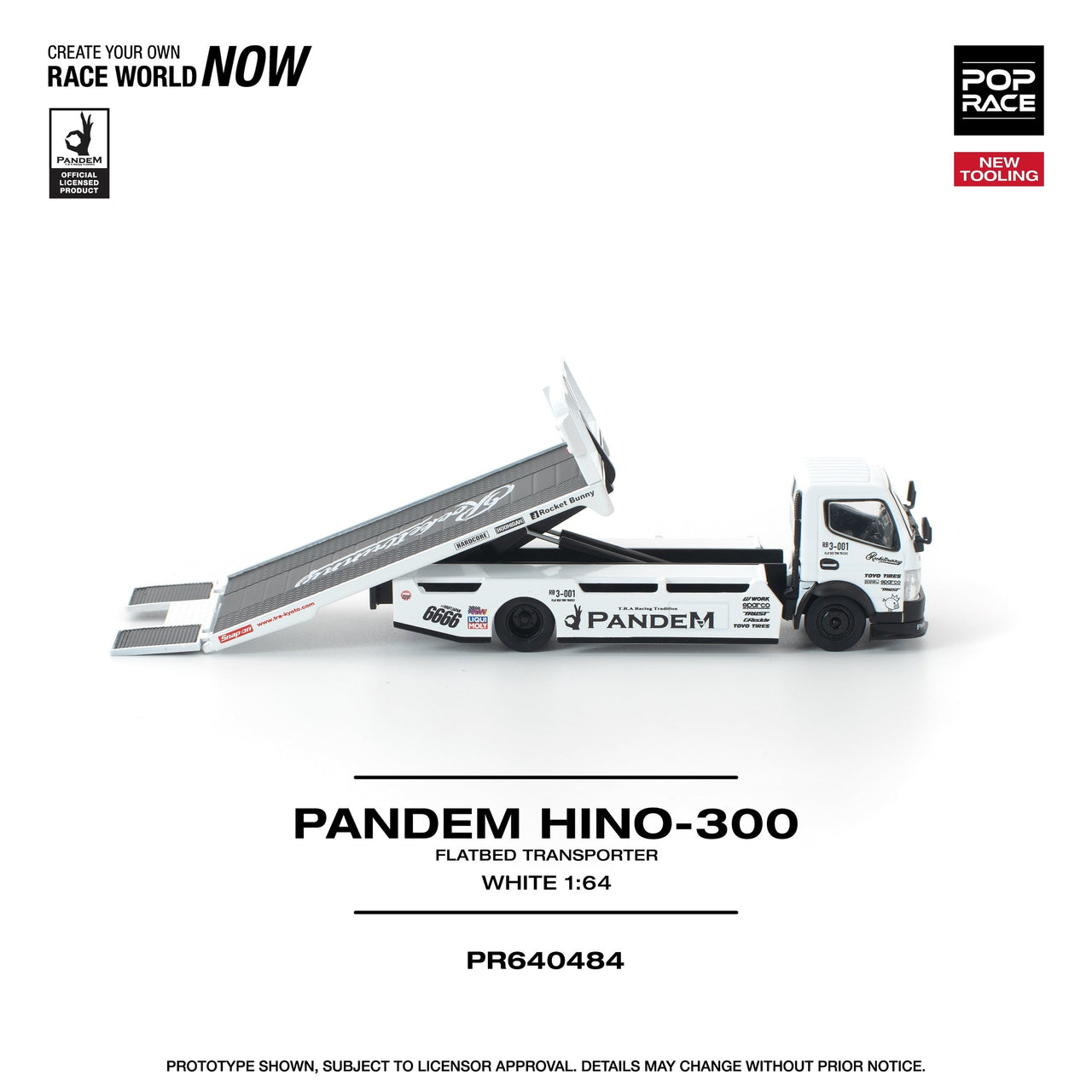 PRE-ORDER Pop Race 1:64 Pandem FUSO 300 FLATBED TRANSPORTER
