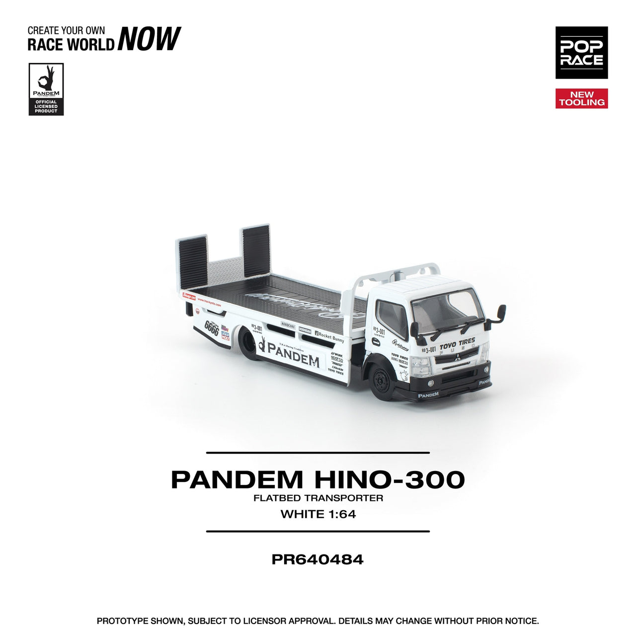 PRE-ORDER Pop Race 1:64 Pandem FUSO 300 FLATBED TRANSPORTER