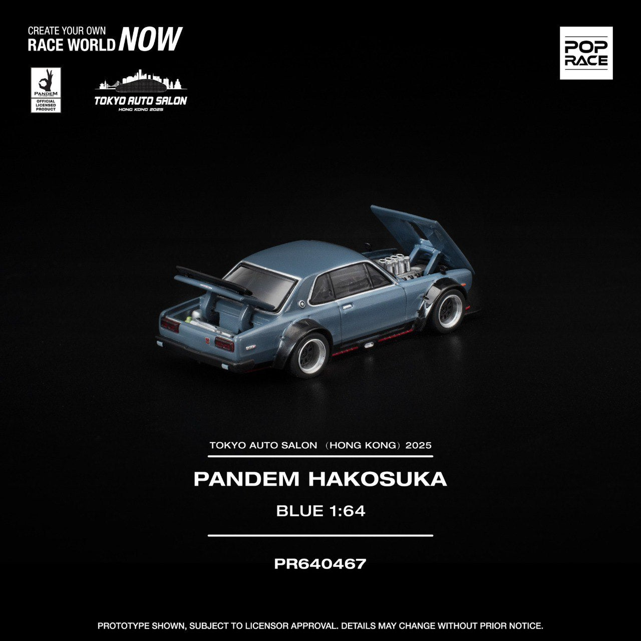 PRE-ORDER Pop Race 1:64 Pandem Hakosuka Blue Tokyo Auto Salon Exclusive