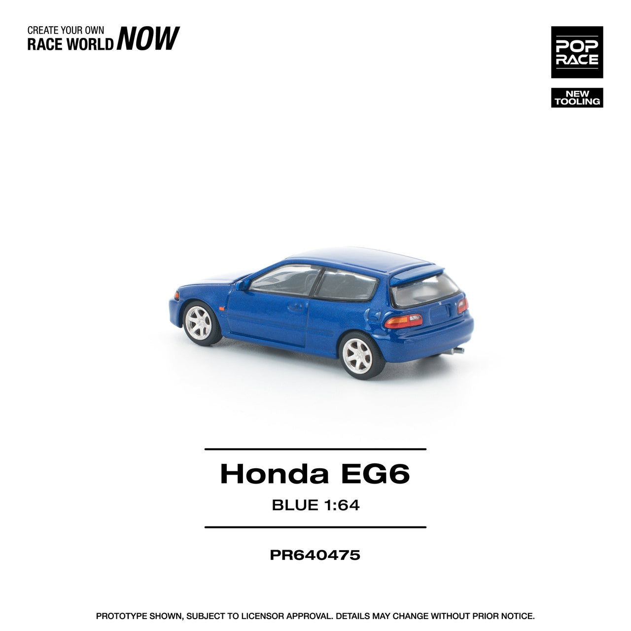 PRE-ORDER Pop Race 1:64 Pandem Honda Civic EG6 CAPTIVA BLUE