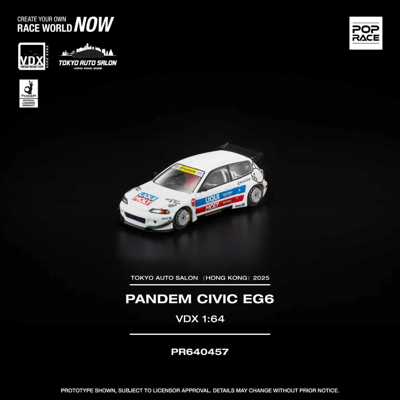 PRE-ORDER Pop Race 1:64 Pandem Honda Civic EG6 VDX Tokyo Auto Salon Exclusive