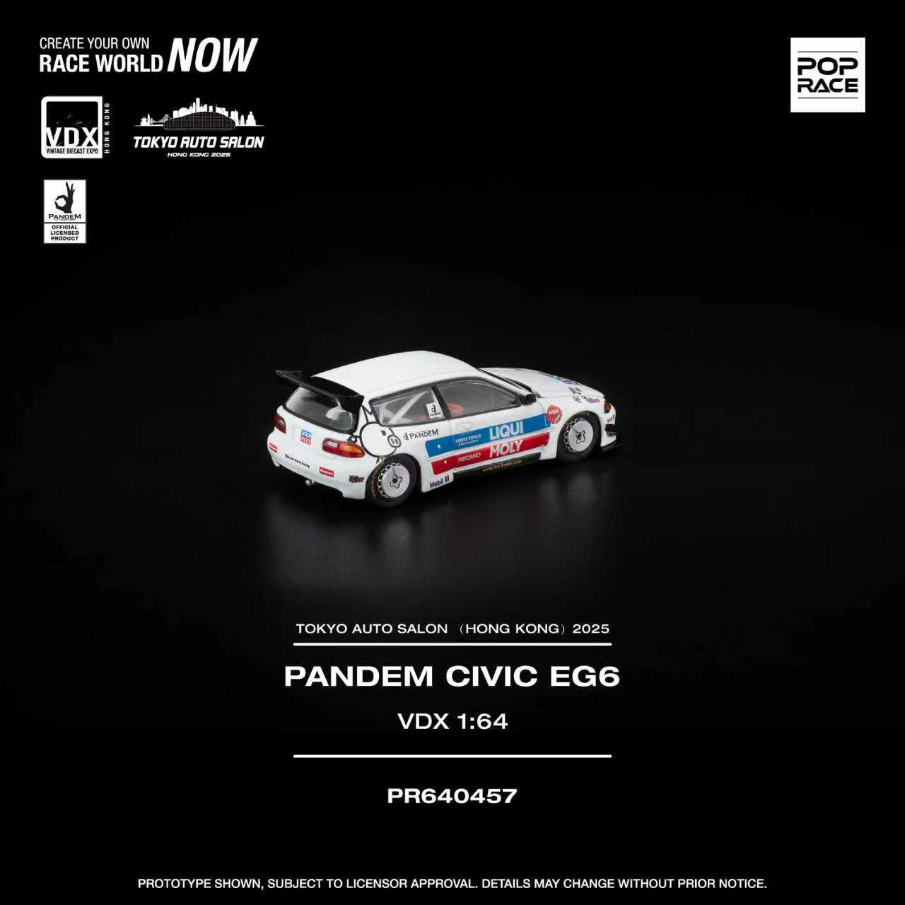 PRE-ORDER Pop Race 1:64 Pandem Honda Civic EG6 VDX Tokyo Auto Salon Exclusive