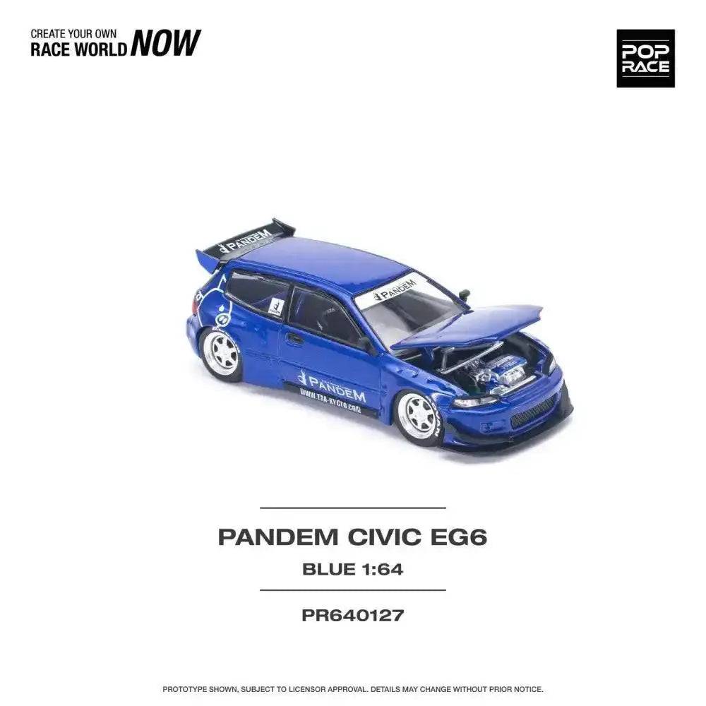 PRE-ORDER Pop Race 1:64 Pandem Honda Civic EG6 v1.5 METALLIC BLUE