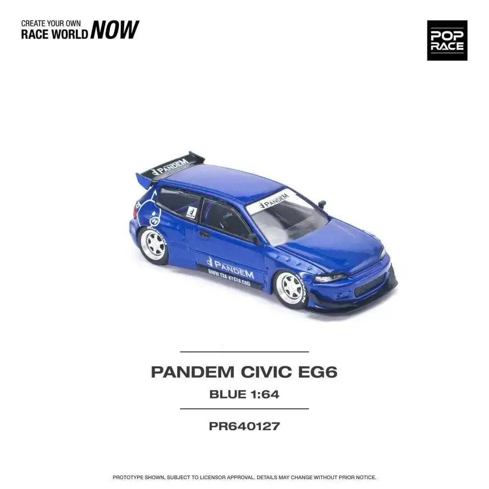 PRE-ORDER Pop Race 1:64 Pandem Honda Civic EG6 v1.5 METALLIC BLUE