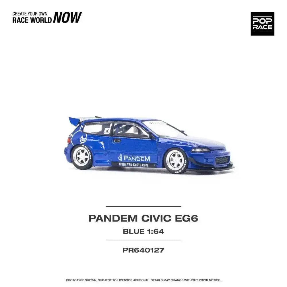 PRE-ORDER Pop Race 1:64 Pandem Honda Civic EG6 v1.5 METALLIC BLUE