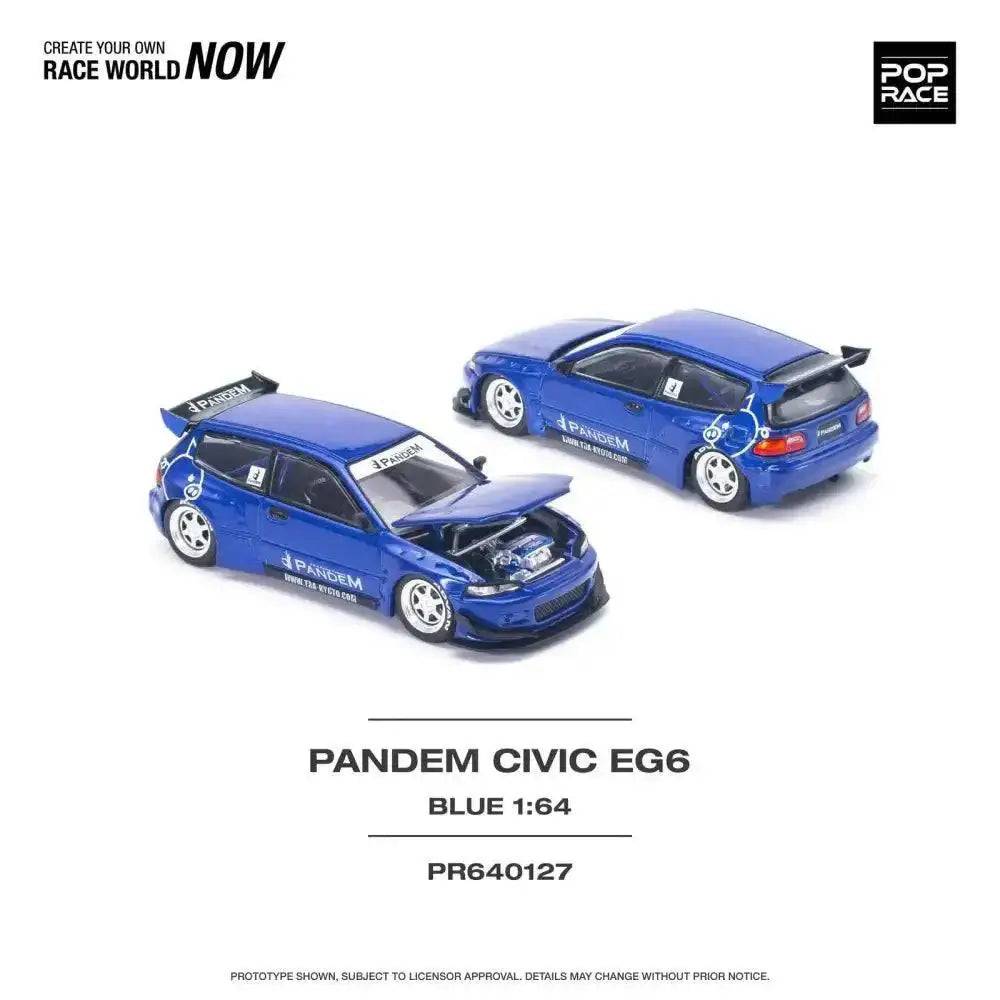 PRE-ORDER Pop Race 1:64 Pandem Honda Civic EG6 v1.5 METALLIC BLUE