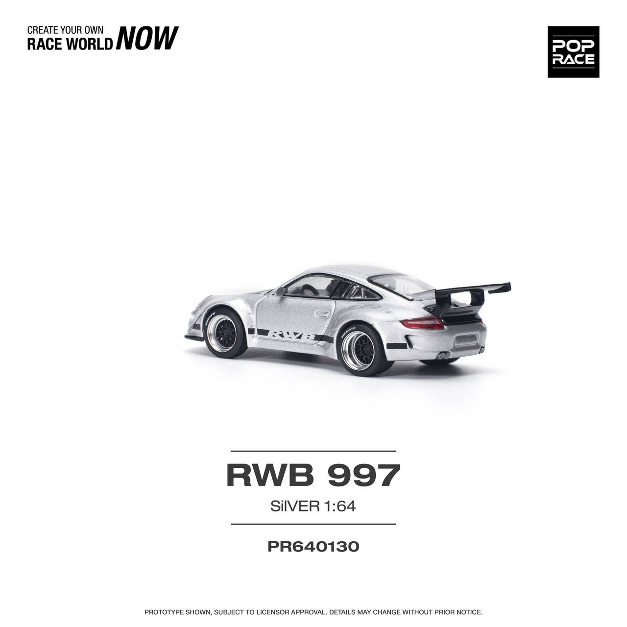PRE-ORDER Pop Race 1:64 Porsche RWB 997 Silver