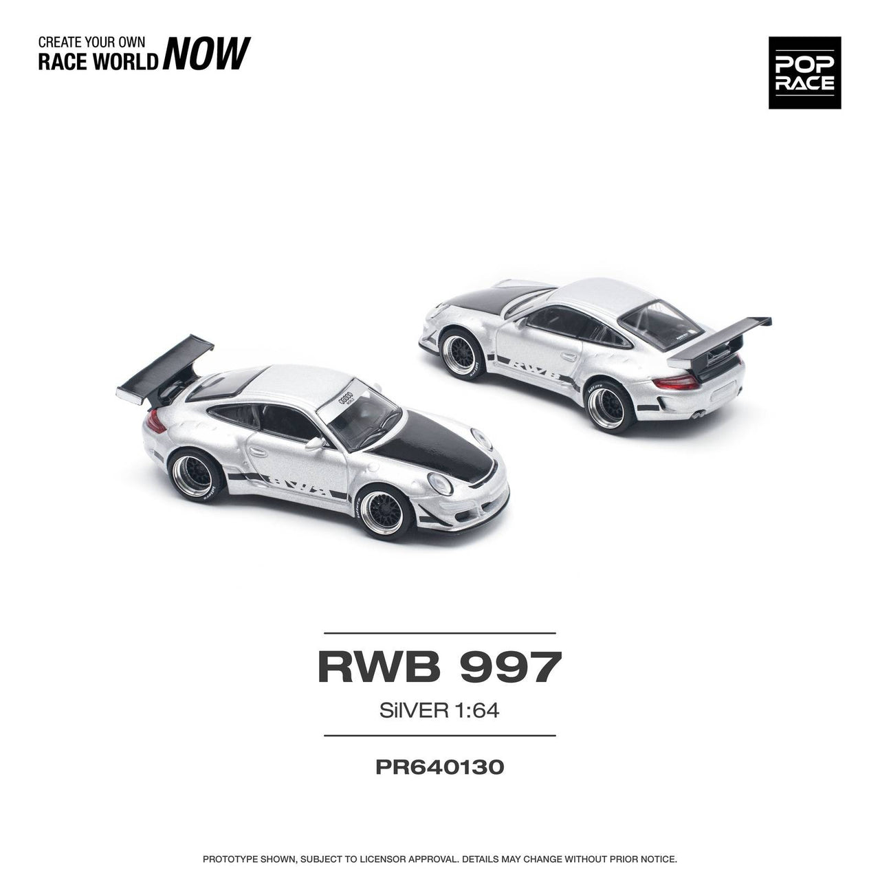 PRE-ORDER Pop Race 1:64 Porsche RWB 997 Silver