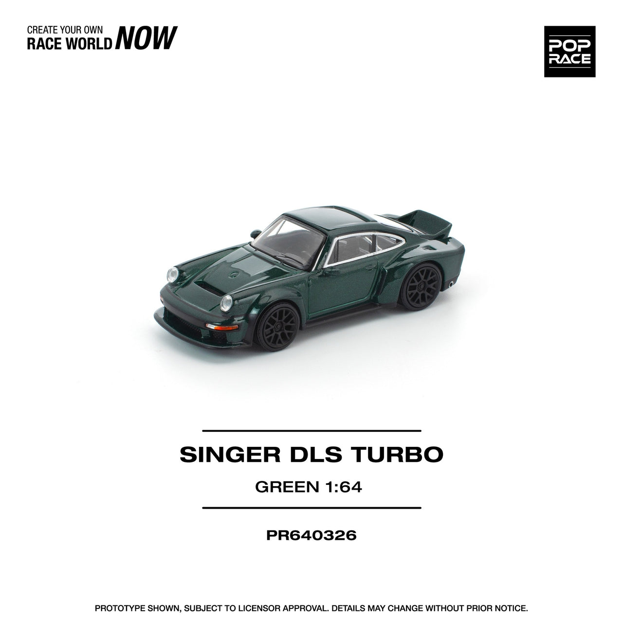 PRE-ORDER Pop Race 1:64 Porsche Singer DLS TURBO ROAD GREEN
