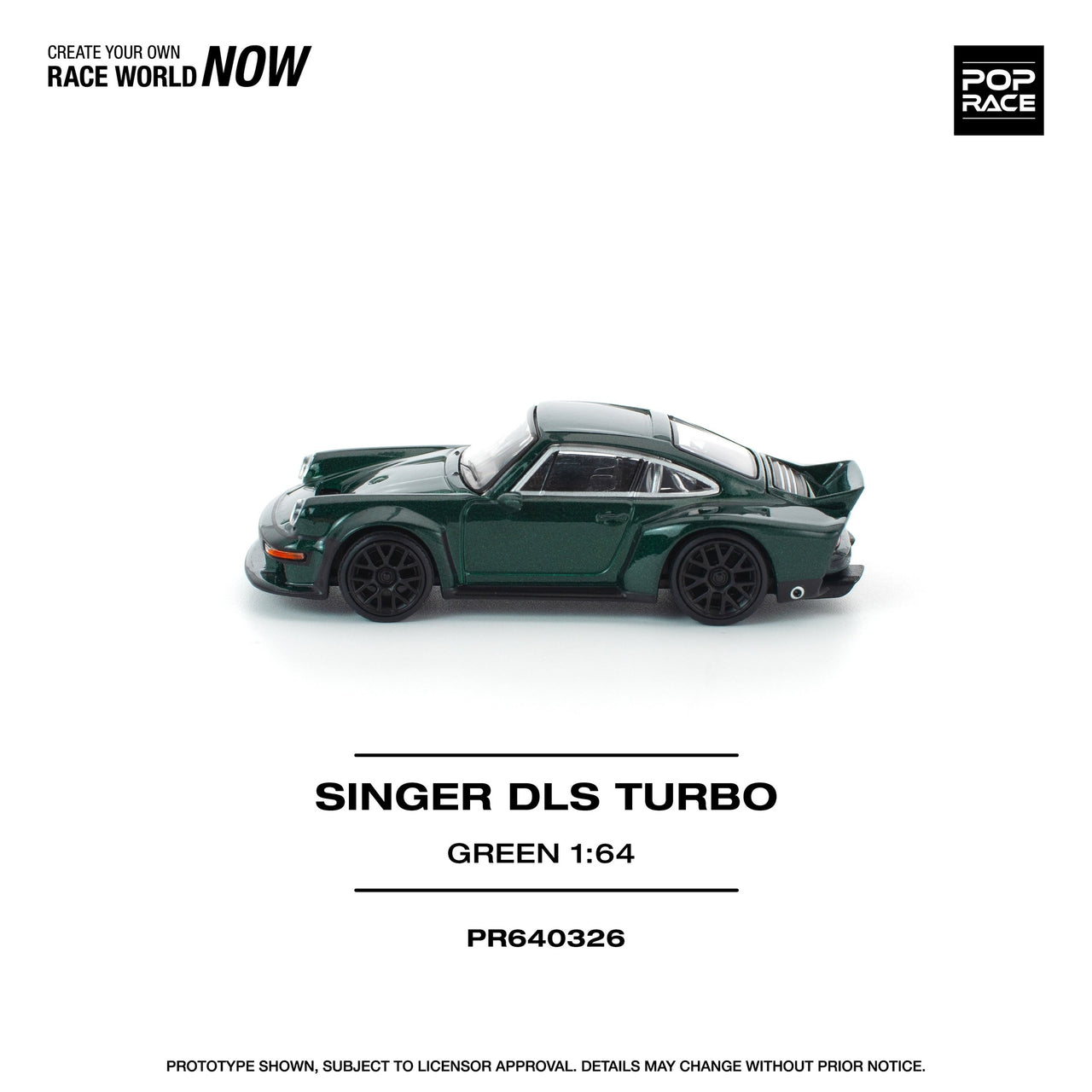 PRE-ORDER Pop Race 1:64 Porsche Singer DLS TURBO ROAD GREEN