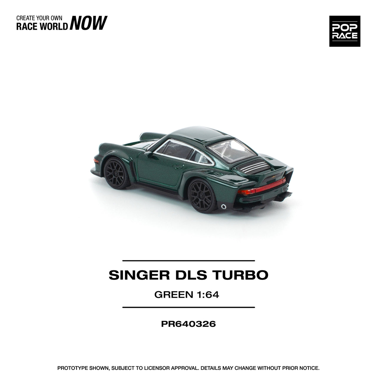 PRE-ORDER Pop Race 1:64 Porsche Singer DLS TURBO ROAD GREEN
