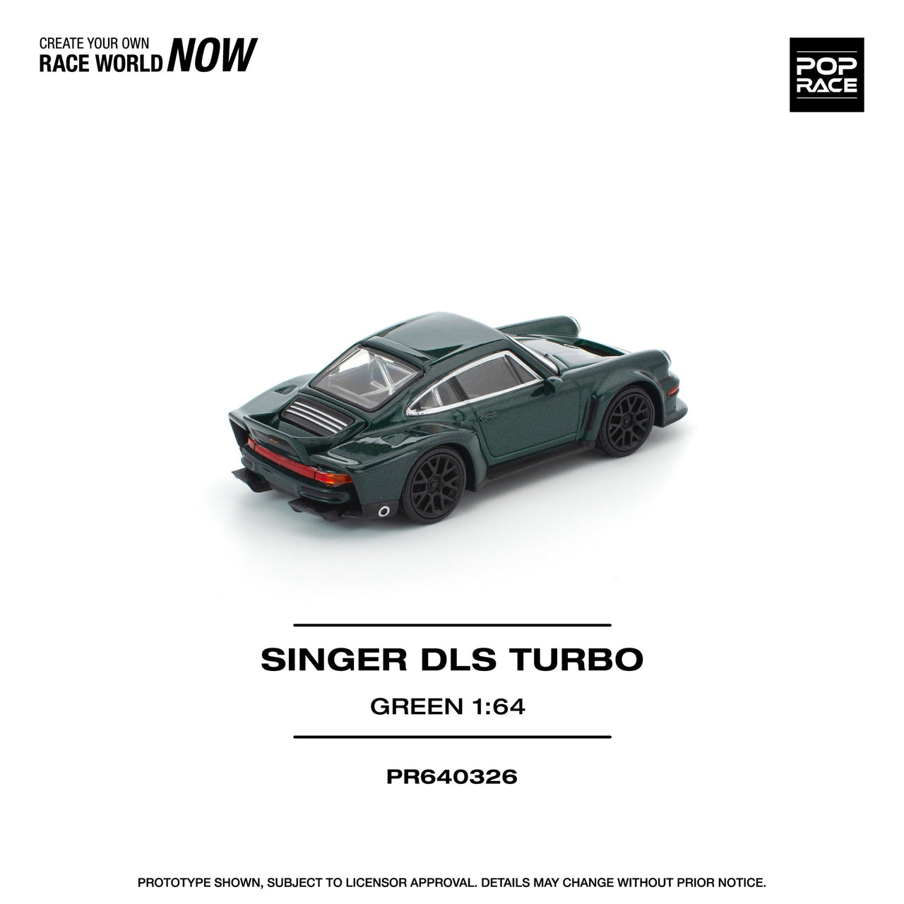 PRE-ORDER Pop Race 1:64 Porsche Singer DLS TURBO ROAD GREEN