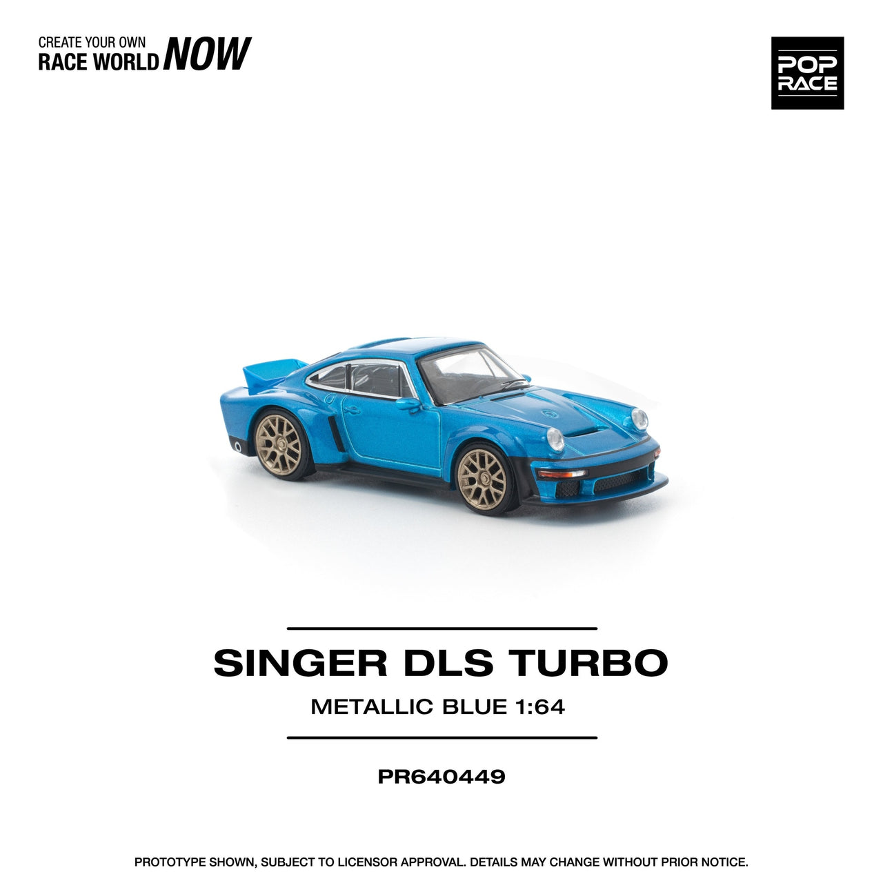 PRE-ORDER Pop Race 1:64 Porsche Singer DLS Turbo METALLIC BLUE