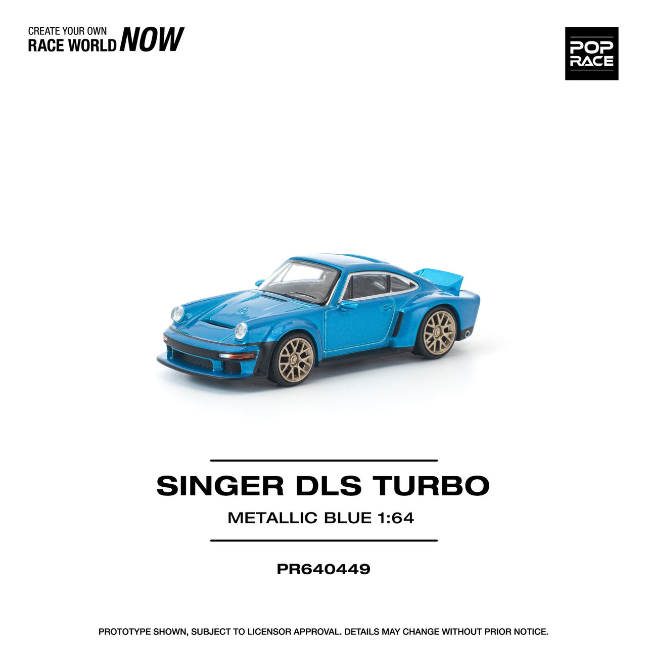 PRE-ORDER Pop Race 1:64 Porsche Singer DLS Turbo METALLIC BLUE
