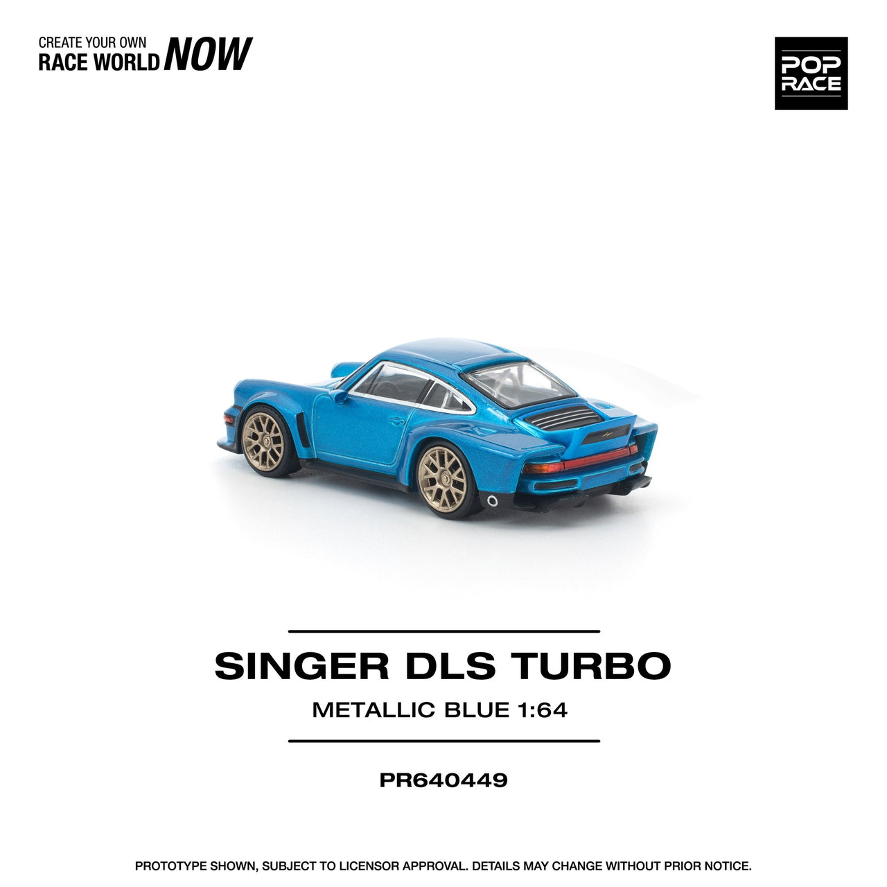 PRE-ORDER Pop Race 1:64 Porsche Singer DLS Turbo METALLIC BLUE