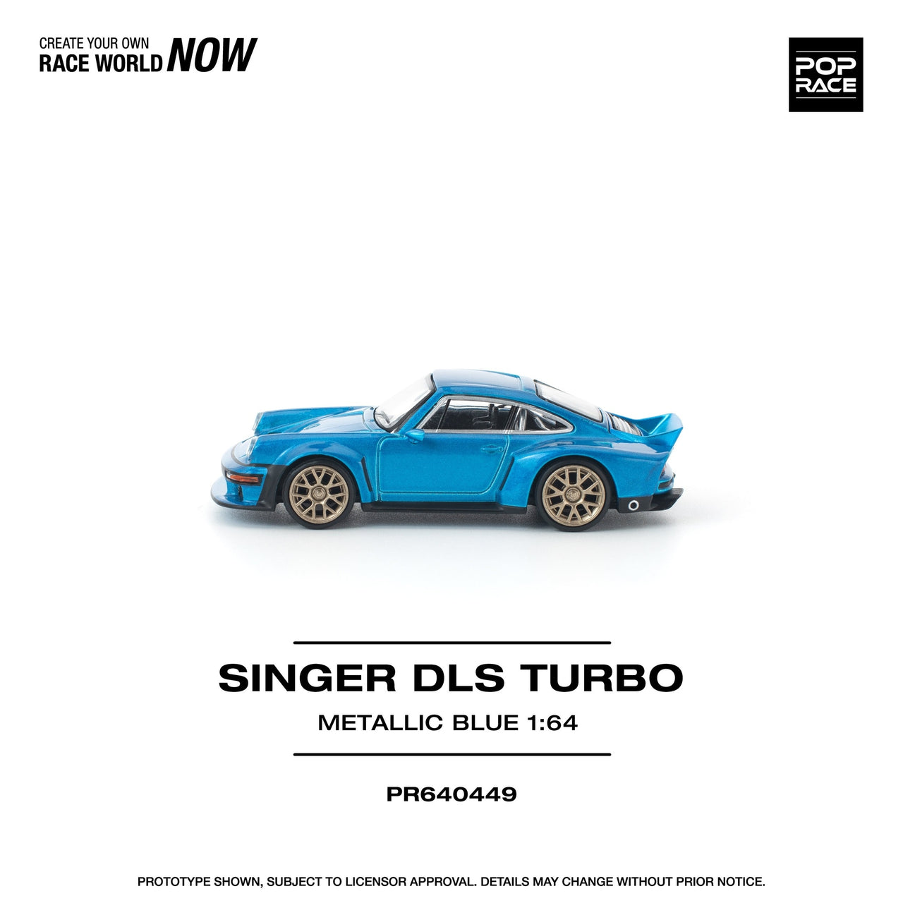 PRE-ORDER Pop Race 1:64 Porsche Singer DLS Turbo METALLIC BLUE