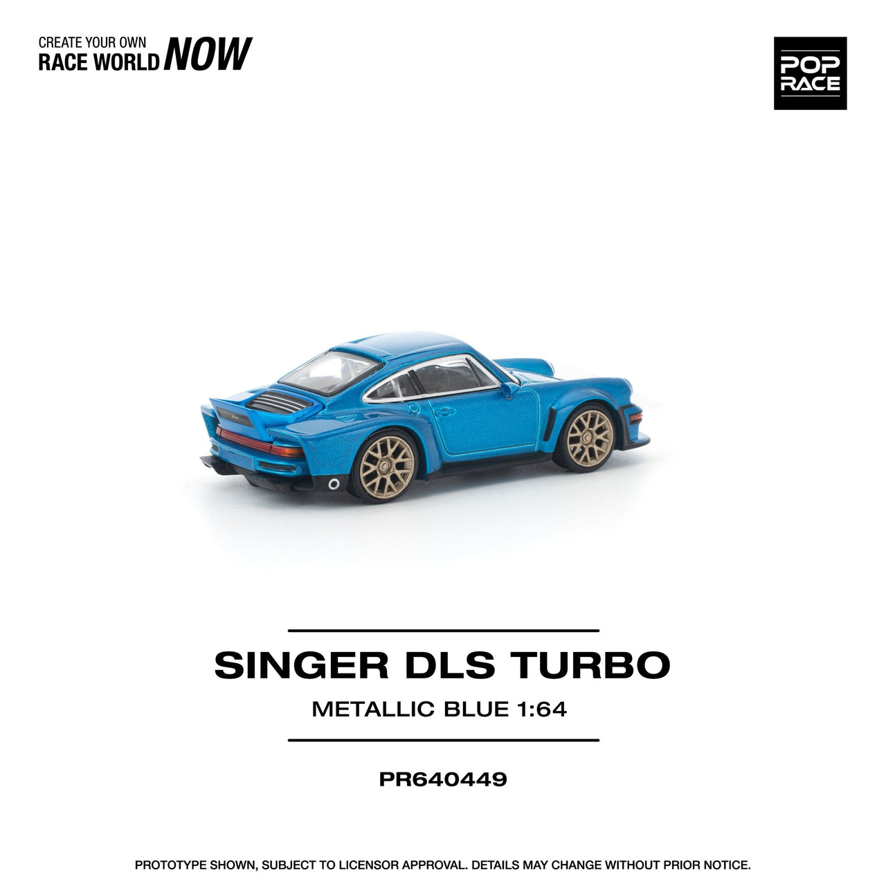 PRE-ORDER Pop Race 1:64 Porsche Singer DLS Turbo METALLIC BLUE