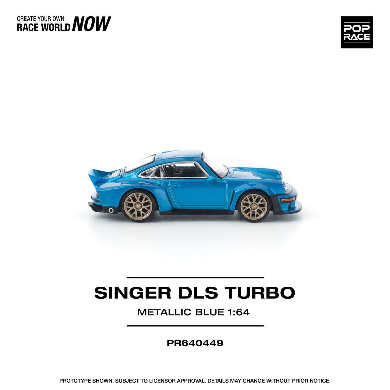 PRE-ORDER Pop Race 1:64 Porsche Singer DLS Turbo METALLIC BLUE
