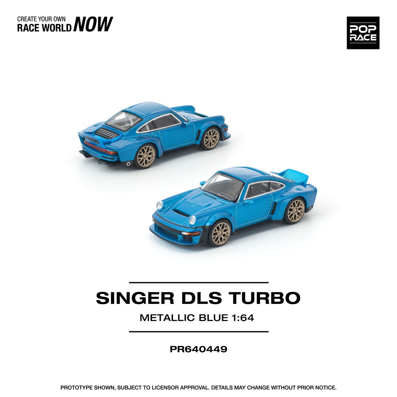 PRE-ORDER Pop Race 1:64 Porsche Singer DLS Turbo METALLIC BLUE