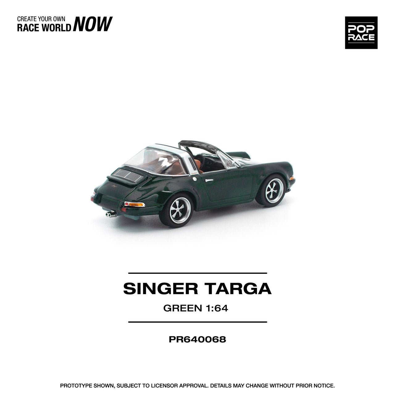 PRE-ORDER Pop Race 1:64 Porsche Singer DLS Turbo TARGA GREEN