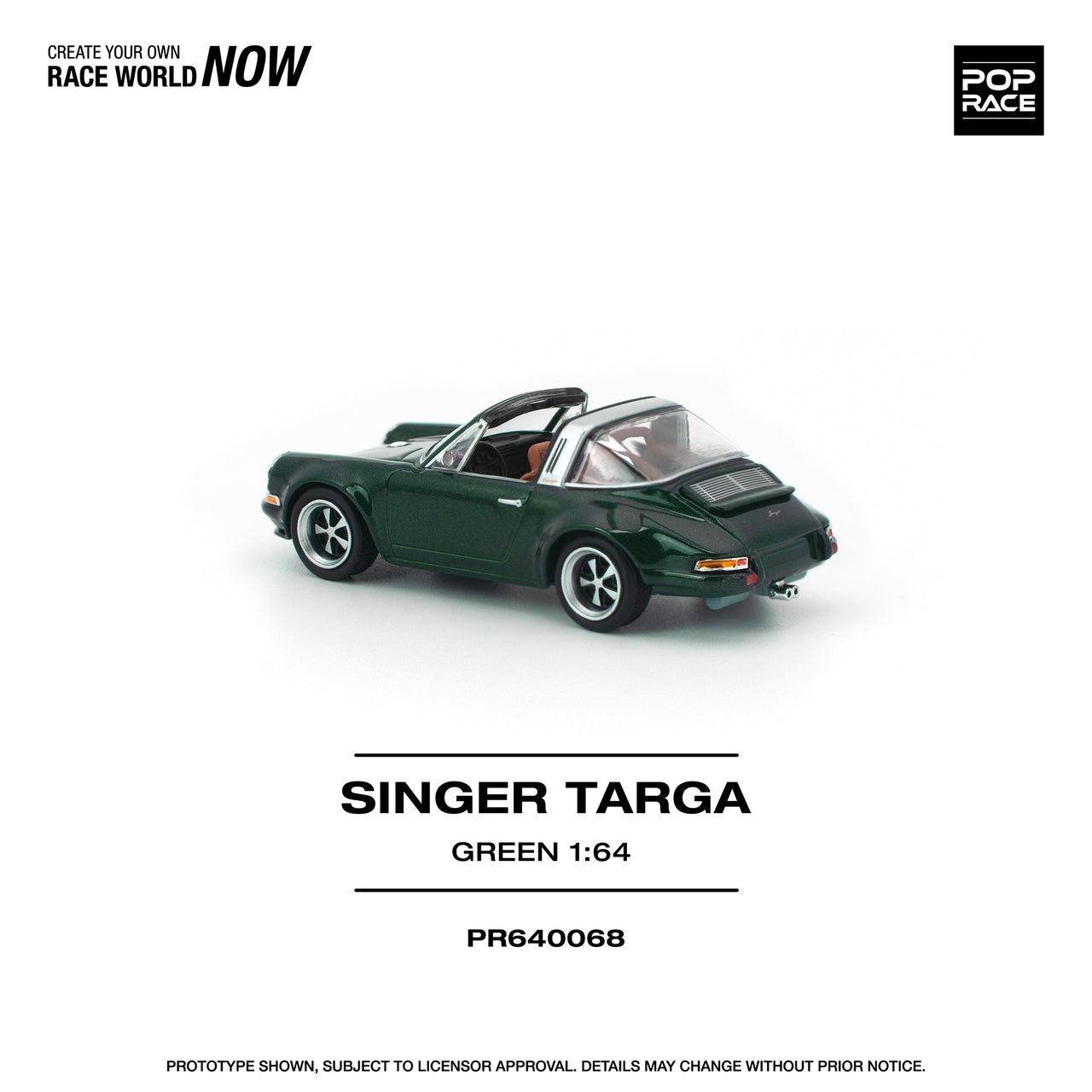 PRE-ORDER Pop Race 1:64 Porsche Singer DLS Turbo TARGA GREEN