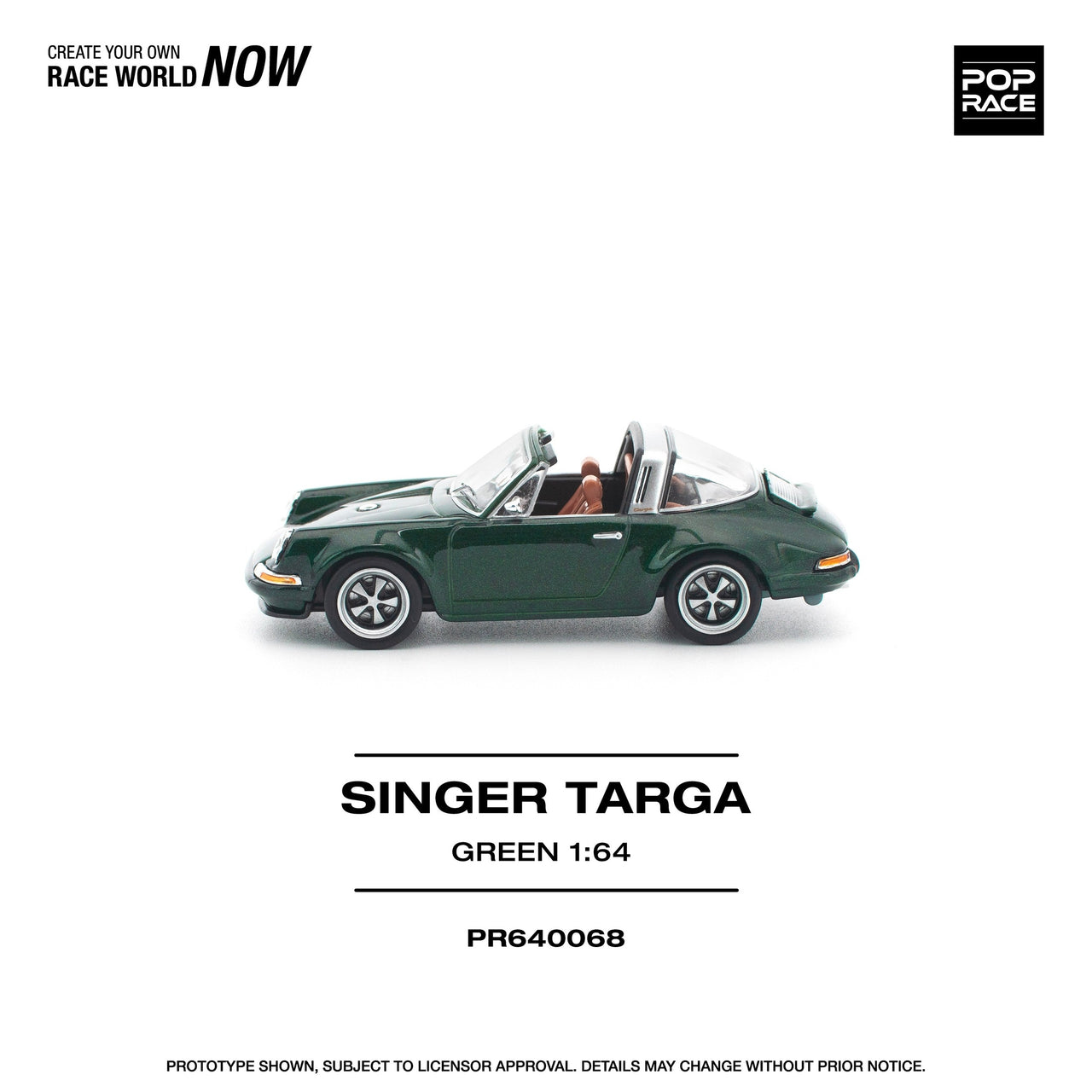PRE-ORDER Pop Race 1:64 Porsche Singer DLS Turbo TARGA GREEN