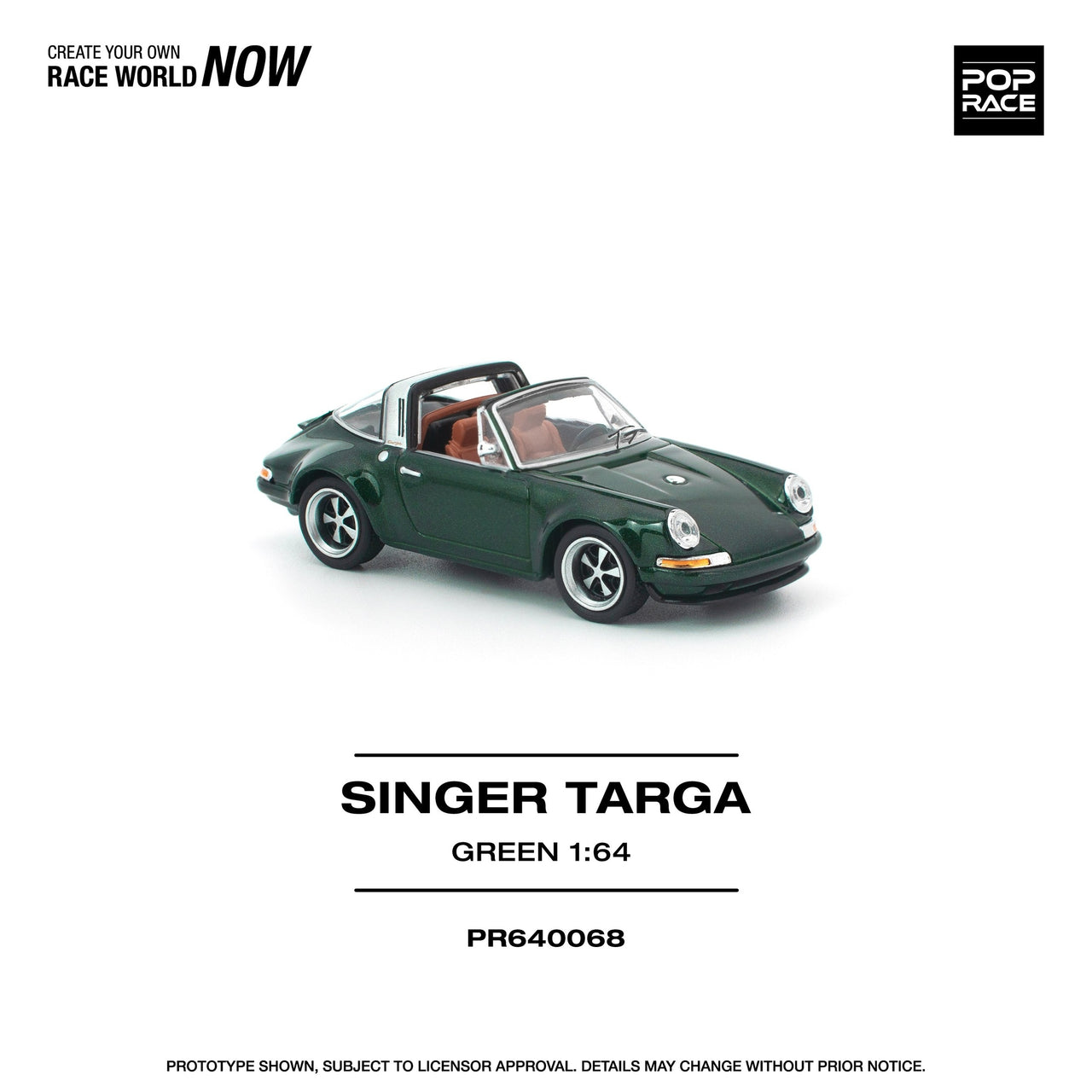 PRE-ORDER Pop Race 1:64 Porsche Singer DLS Turbo TARGA GREEN