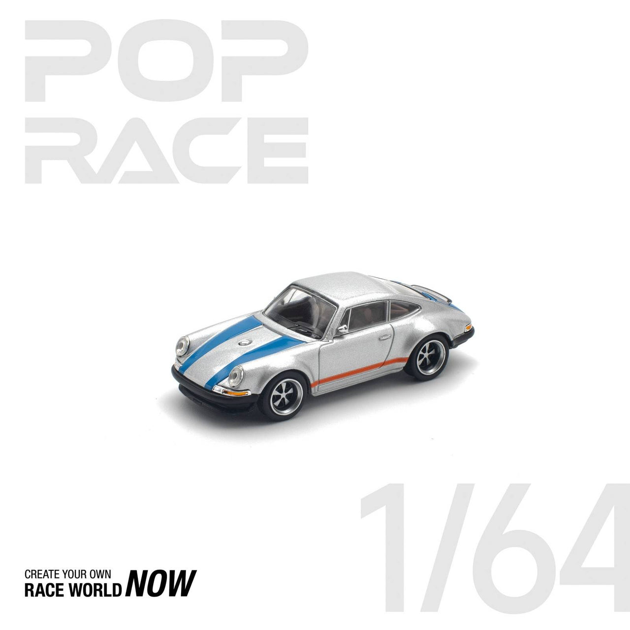 PRE-ORDER Pop Race 1:64 Porsche Singer Silver/Blue