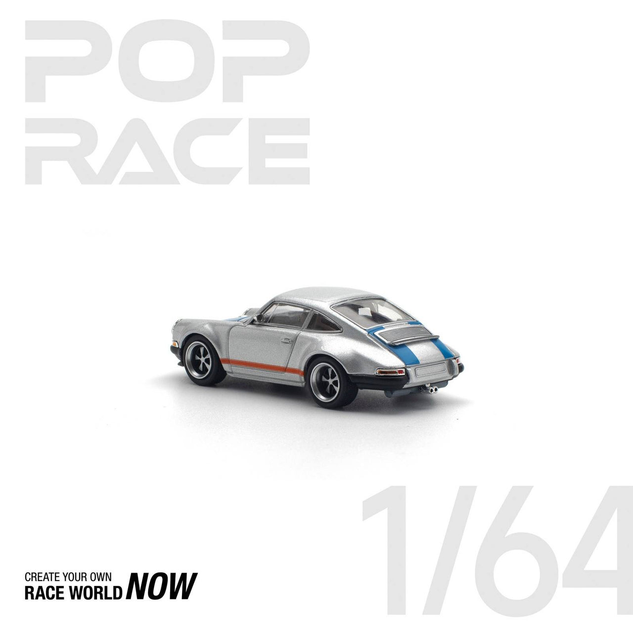 PRE-ORDER Pop Race 1:64 Porsche Singer Silver/Blue