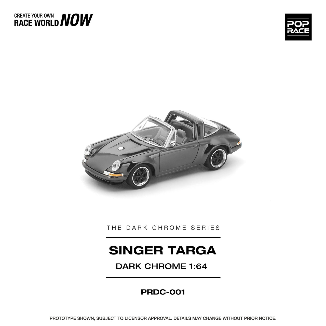 PRE-ORDER Pop Race 1:64 Porsche Singer Targa DARK CHROME
