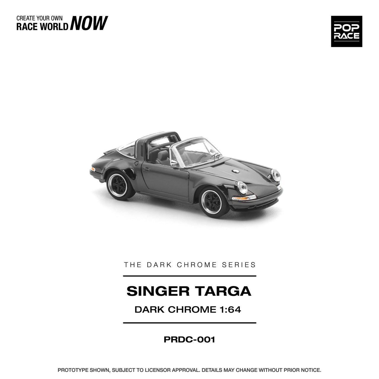 PRE-ORDER Pop Race 1:64 Porsche Singer Targa DARK CHROME