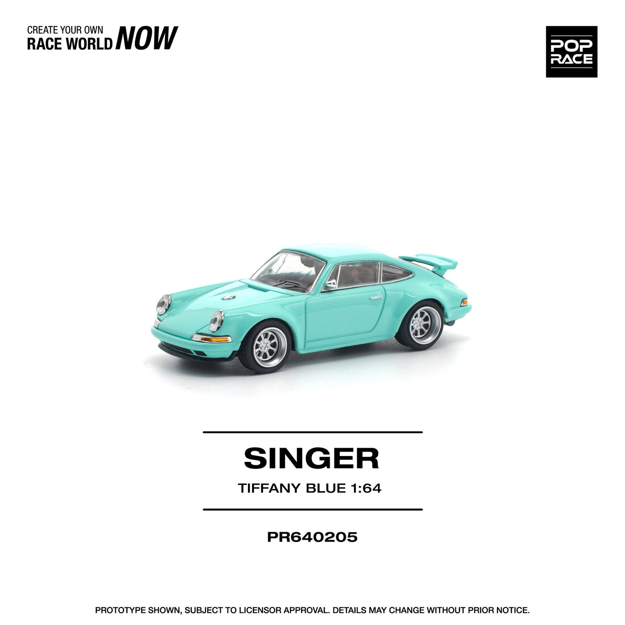 PRE-ORDER Pop Race 1:64 Porsche Singer Tiffany Blue