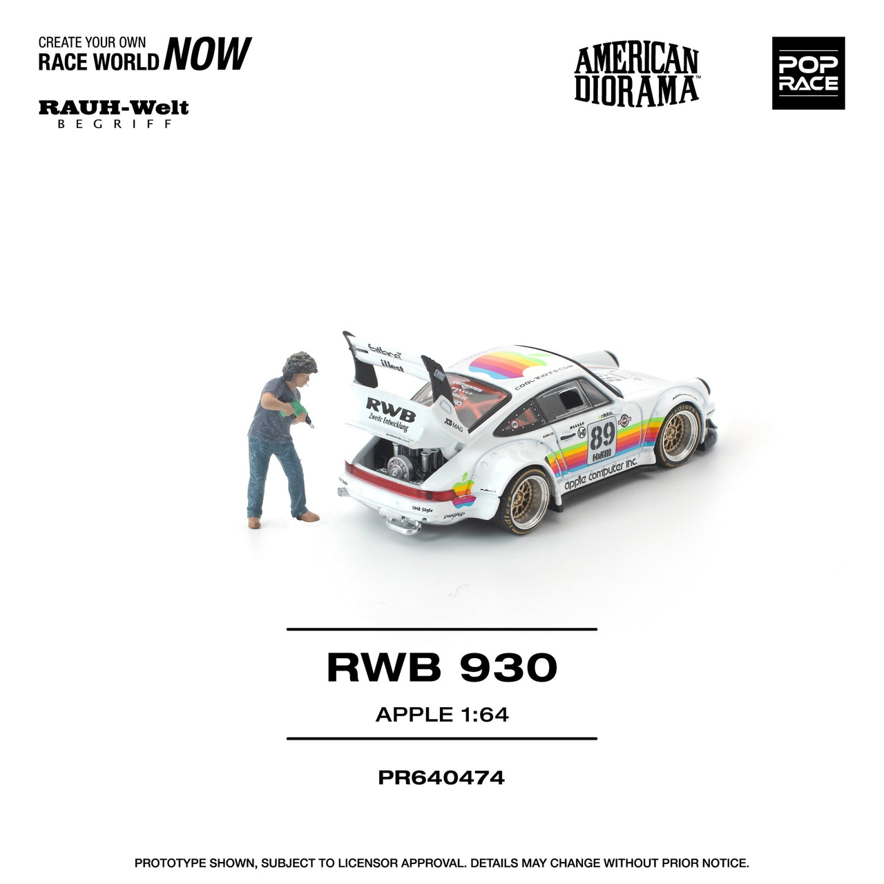 PRE-ORDER Pop Race 1:64 RWB 930 APPLE WITH FIGURE
