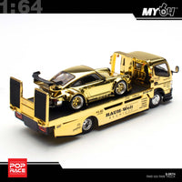 Thumbnail for PRE-ORDER Pop Race 1:64 RWB 930 GOLD CHROME TRUCK SET HEC 2026 Exclusive