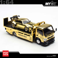 Thumbnail for PRE-ORDER Pop Race 1:64 RWB 930 GOLD CHROME TRUCK SET HEC 2026 Exclusive
