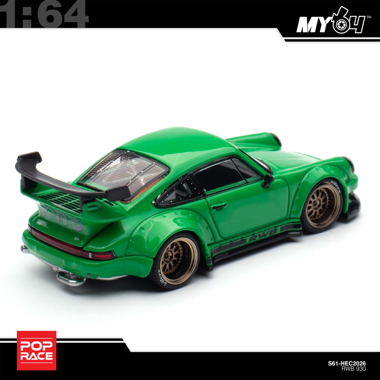 PRE-ORDER Pop Race 1:64 RWB 930 Green HEC 2026 Exclusive
